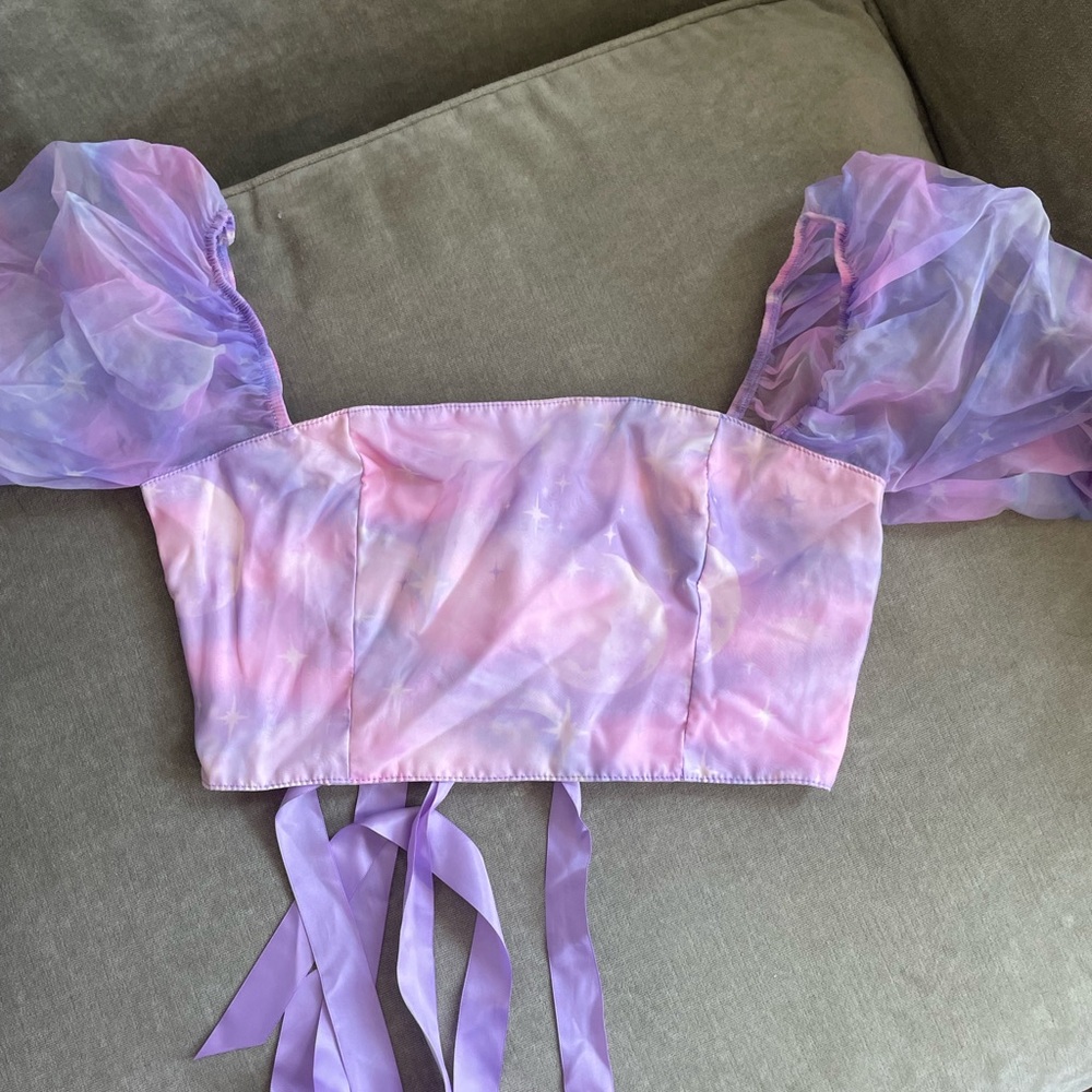 Sugar Thrillz Organza Puff Sleeve Women's Top